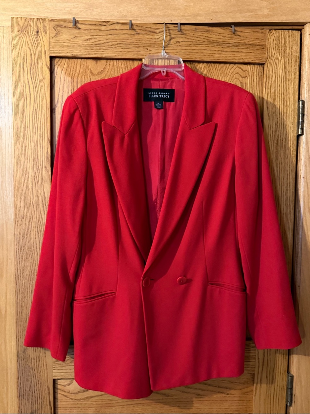 Ellen Tracy Bold Red Double-Breasted Blazer